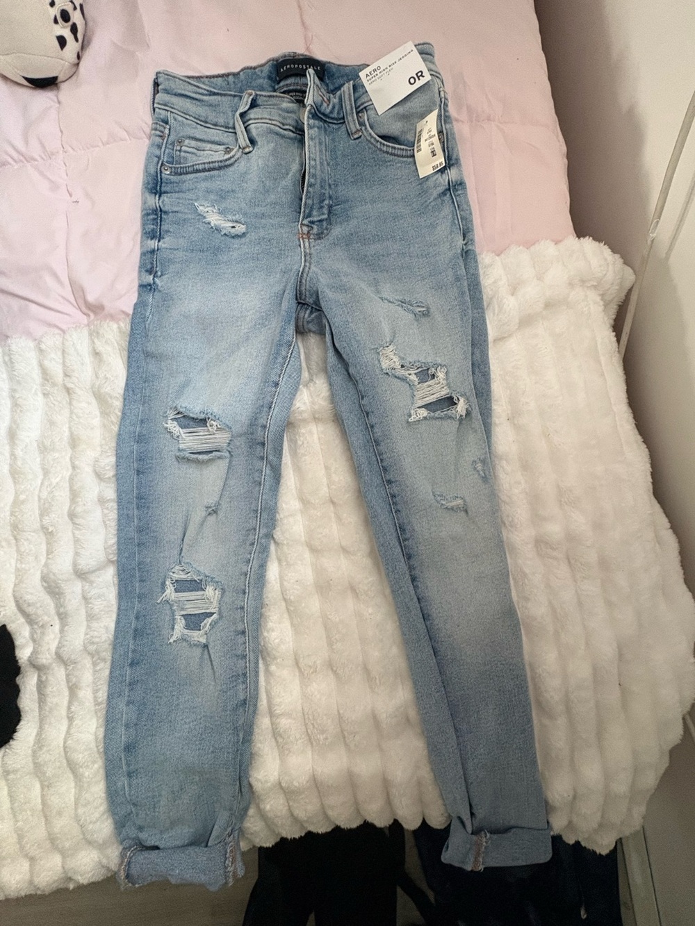 Aeropostale Light Blue Distressed Boyfriend Jeans